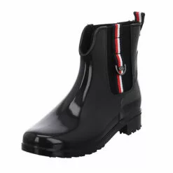 Tom Tailor Damen Gummistiefel Schuhe Regenstiefel Regen Freizeit Synthetik Uni Gummistiefel - Schwarz