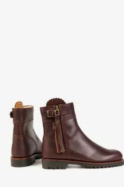 Lederstiefel Mit Wollfutter Und Quaste, Kastanienbraun -Winterschuhe Verkaufs-Shop D16185s3