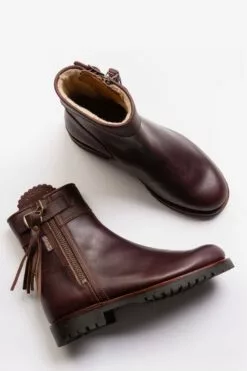 Lederstiefel Mit Wollfutter Und Quaste, Kastanienbraun -Winterschuhe Verkaufs-Shop D16185s4