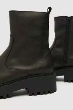 Schuh April Schlichte Lederstiefel, Schwarz -Winterschuhe Verkaufs-Shop D68466s3