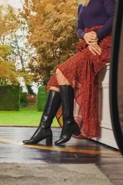 Jones Bootmaker Damen Bari Kniehohe Lederstiefel, Schwarz -Winterschuhe Verkaufs-Shop T46958s6