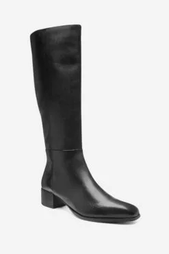 Next Schwarz - Forever Comfort® Kniehohe Lederstiefel Mit Niedrigem Absatz -Winterschuhe Verkaufs-Shop U34345s6