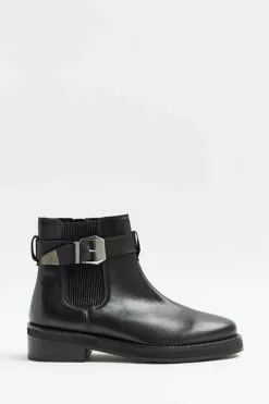 River Island Lederstiefel Mit Applikation, Schwarz